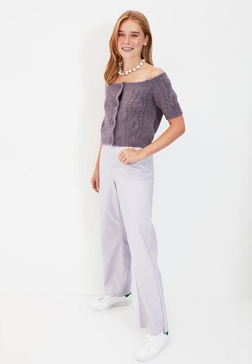 Trendyol - Crop knitwear cardigan - lilac