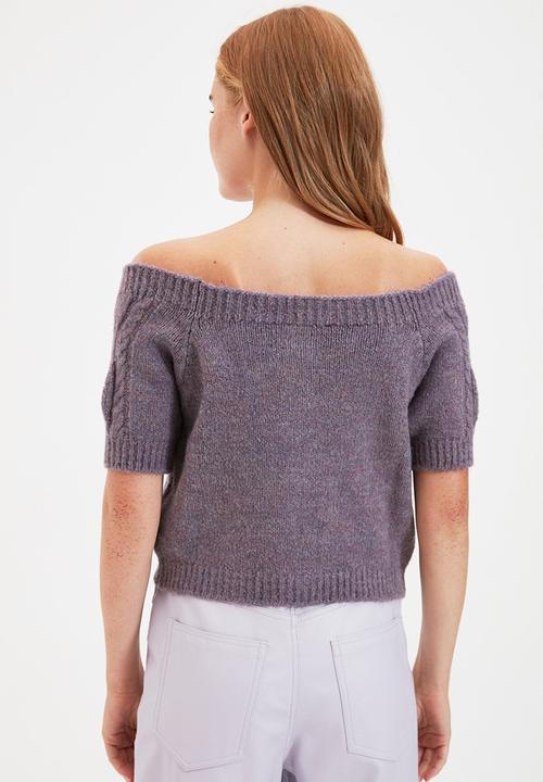 Trendyol - Crop knitwear cardigan - lilac