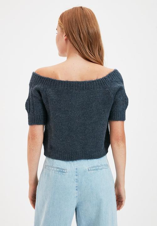 Trendyol - Crop knitwear cardigan - indigo