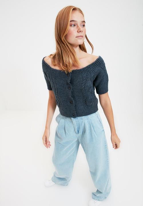 Trendyol - Crop knitwear cardigan - indigo