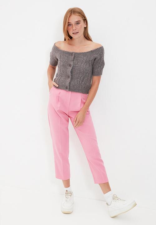Trendyol - Crop knitwear cardigan - grey