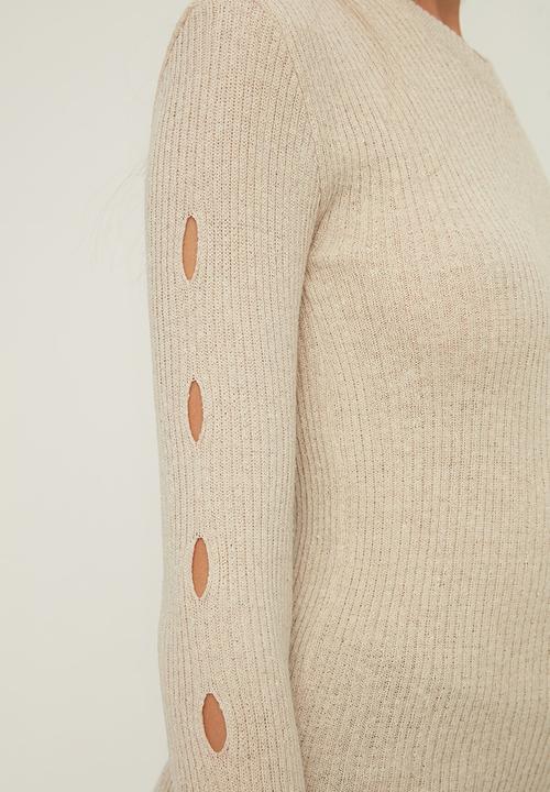 Trendyol - Cut out detailed knitwear sweater - ecru