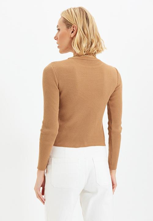 Trendyol - Roving knitted knitwear sweater - camel