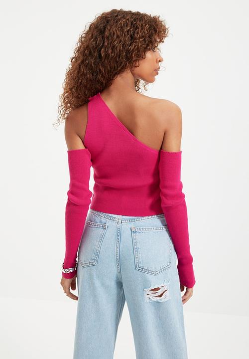 Trendyol - Shoulder detailed knitwear sweater - fuchsia