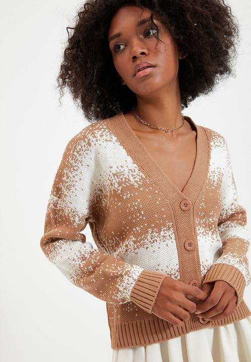 Trendyol - Jacquard knitwear cardigan - camel