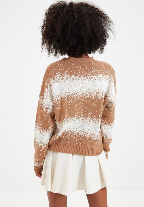 Trendyol - Jacquard knitwear cardigan - camel