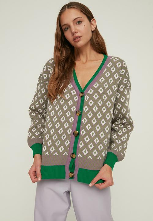 Trendyol - Jacquard knitwear cardigan - green