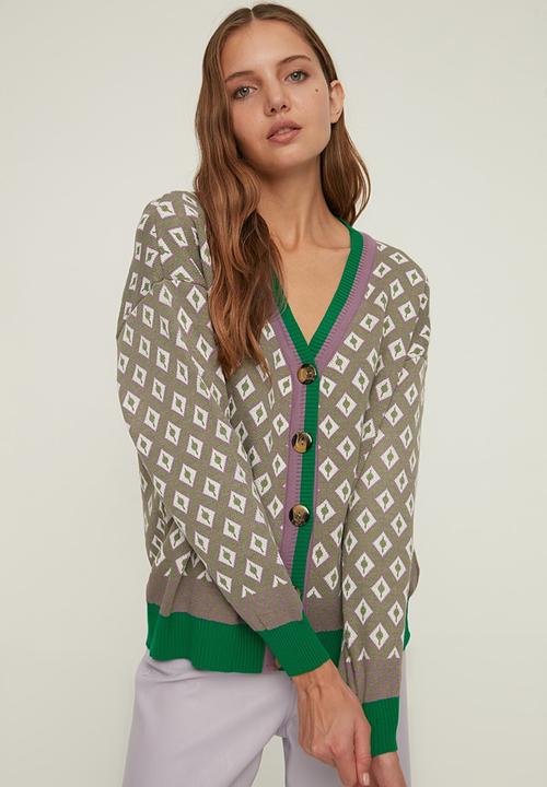 Trendyol - Jacquard knitwear cardigan - green
