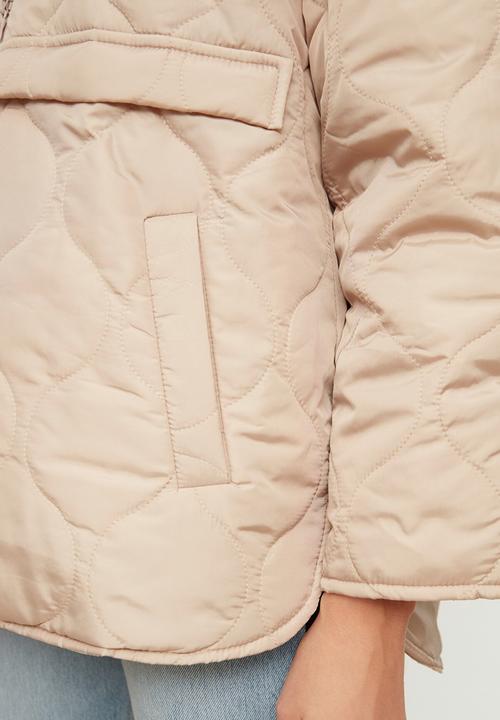 Trendyol - Hooded oversize kangaroo down jacket - beige