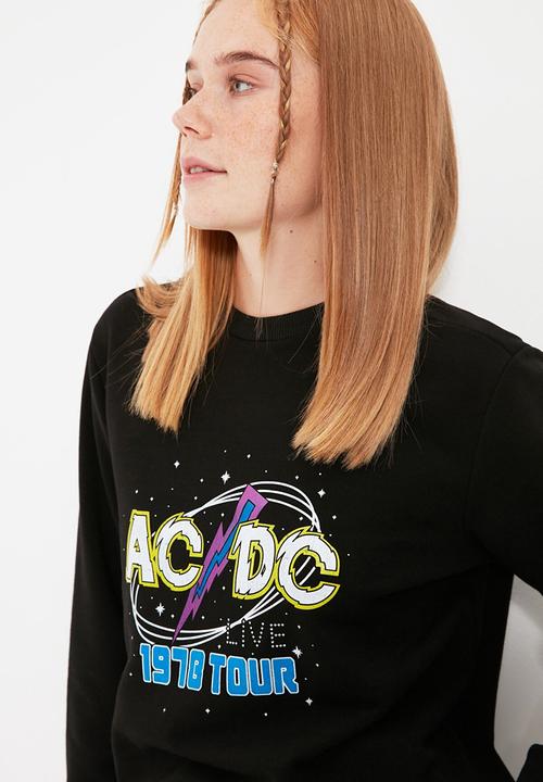 Trendyol - Acdc licensed printed basic knitted sweatshirt - black