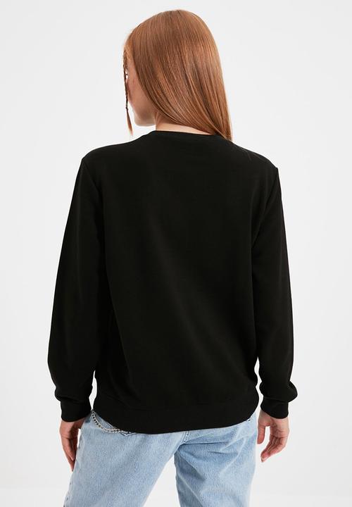Trendyol - Acdc licensed printed basic knitted sweatshirt - black
