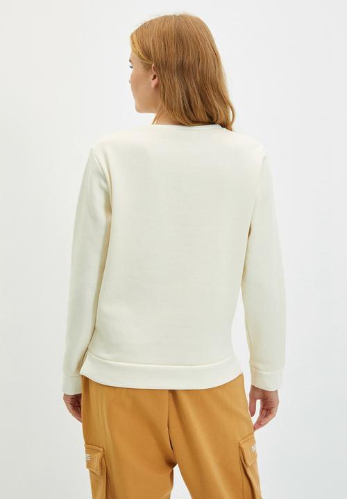 Trendyol - Ruffle detailed raised basic knitted sweatshirt - ecru