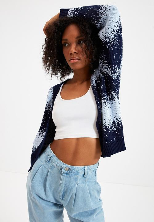 Trendyol - Jacquard knitwear cardigan - navy 