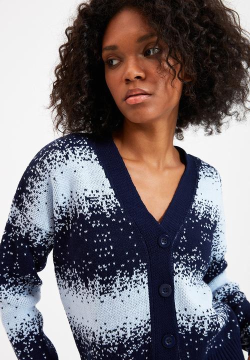 Trendyol - Jacquard knitwear cardigan - navy 