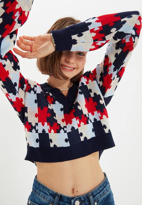 Trendyol - Jacquard knitwear sweater - navy