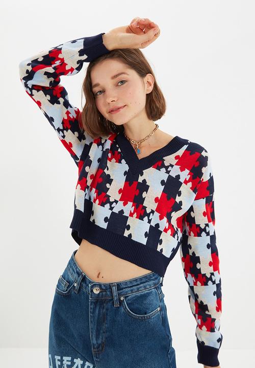 Trendyol - Jacquard knitwear sweater - navy