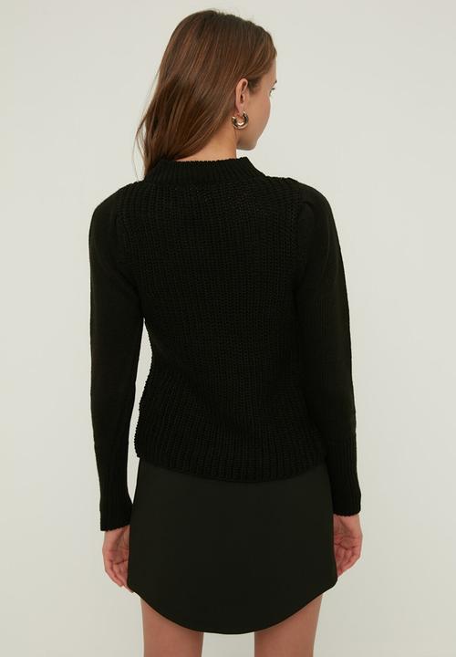 Trendyol - Balloon sleeve knitwear sweater - black