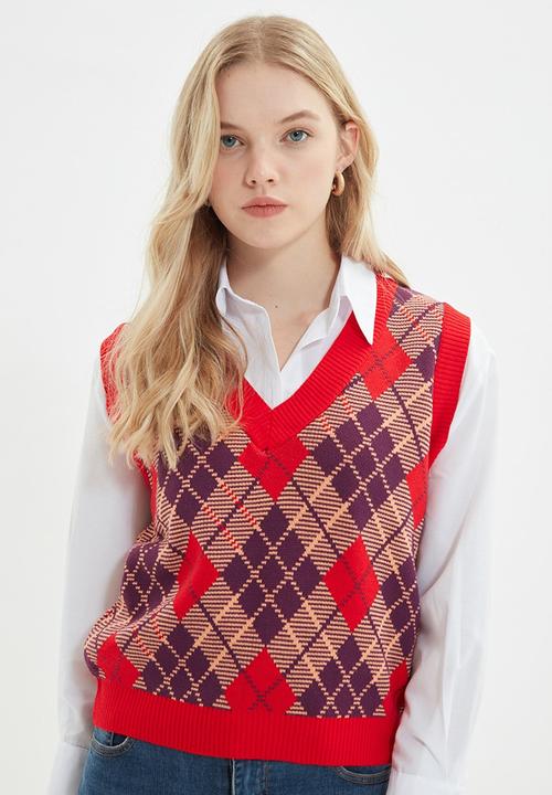 Trendyol - Jacquard knitwear sweater - red