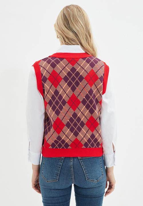 Trendyol - Jacquard knitwear sweater - red