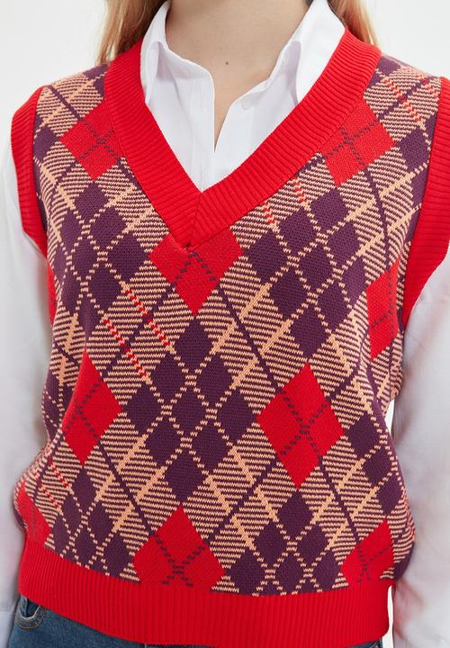 Trendyol - Jacquard knitwear sweater - red