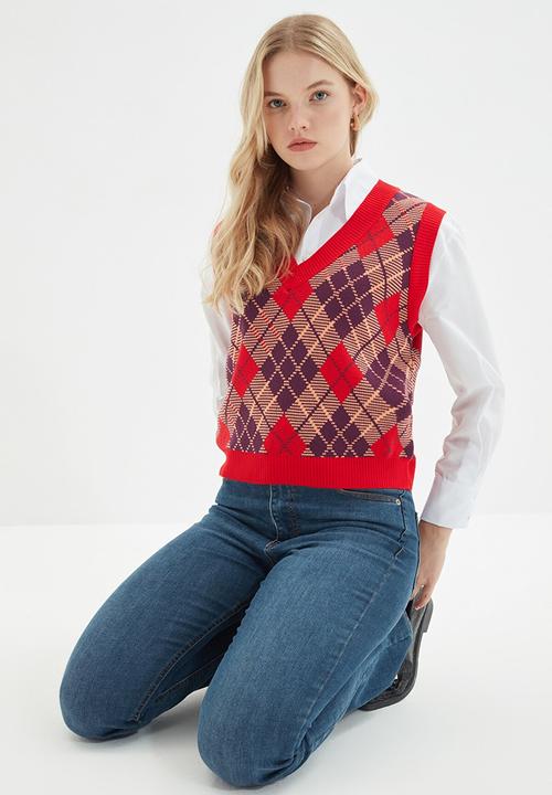 Trendyol - Jacquard knitwear sweater - red
