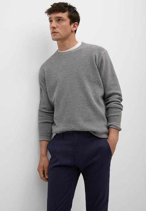 MANGO - Trousers prato - navy