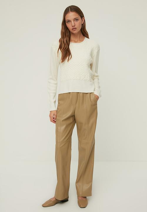 Trendyol - Knitted detailed knitwear sweater - ecru