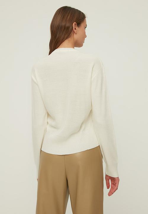 Trendyol - Knitted detailed knitwear sweater - ecru