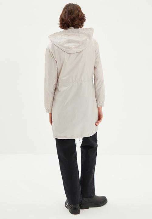Trendyol - Hooded pleated waist coat - stone