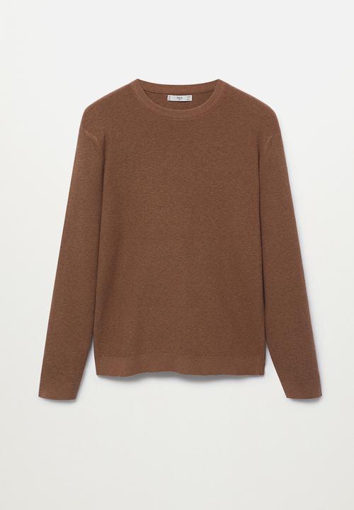 MANGO - Antigua Structured cotton Knitwear  - rust