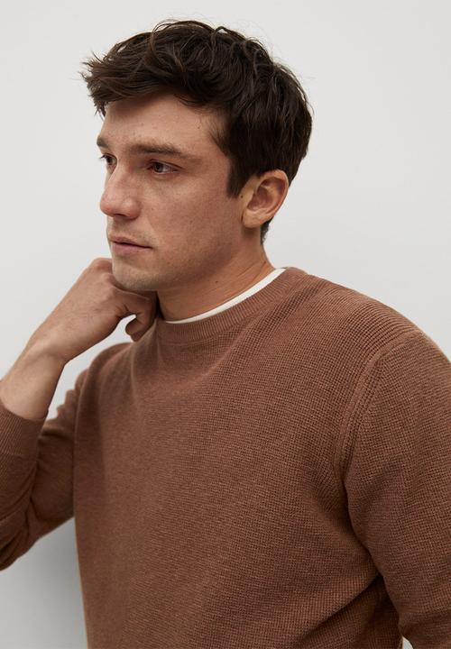 MANGO - Antigua Structured cotton Knitwear  - rust