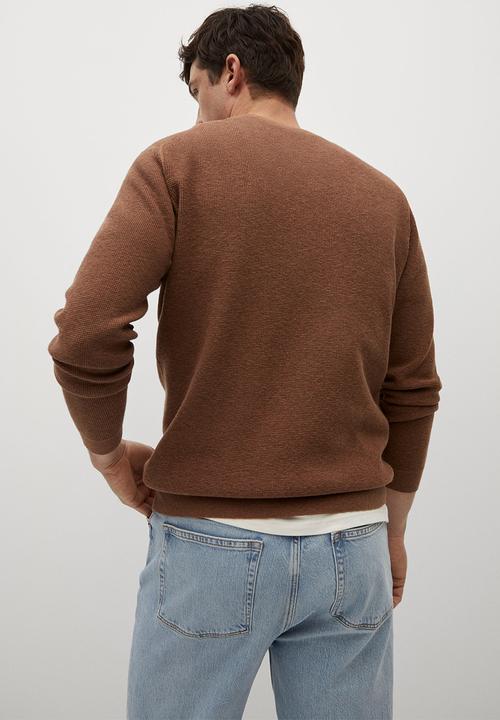 MANGO - Antigua Structured cotton Knitwear  - rust