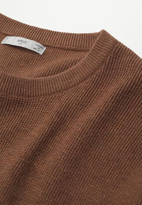 MANGO - Antigua Structured cotton Knitwear  - rust