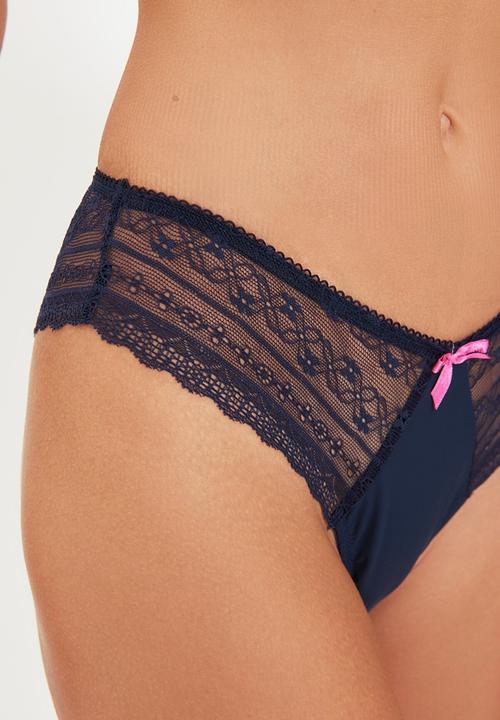 Trendyol - Lace push up covered bra & panties set - navy