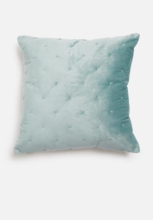 Sixth Floor - Thea velvet cushion cover - duck egg blue