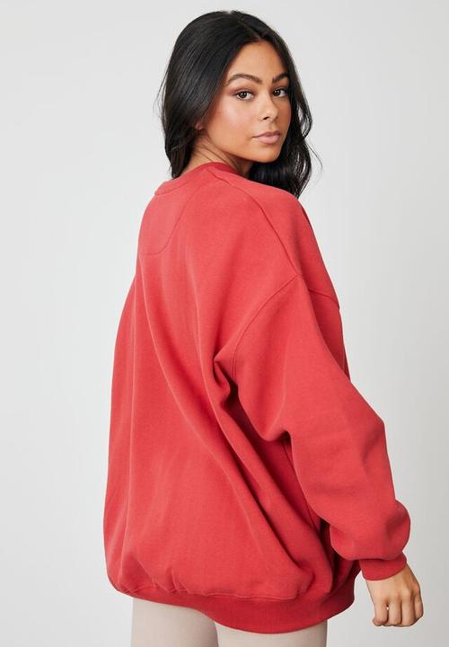 Factorie - Slouchy premium graphic crew - red berry & official edition