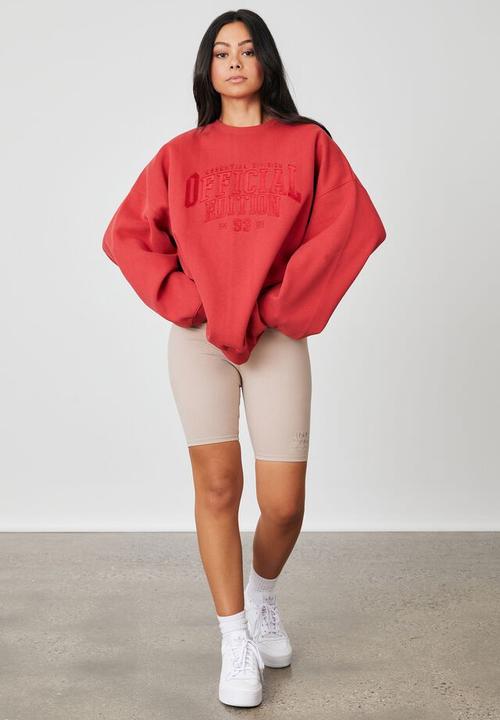 Factorie - Slouchy premium graphic crew - red berry & official edition
