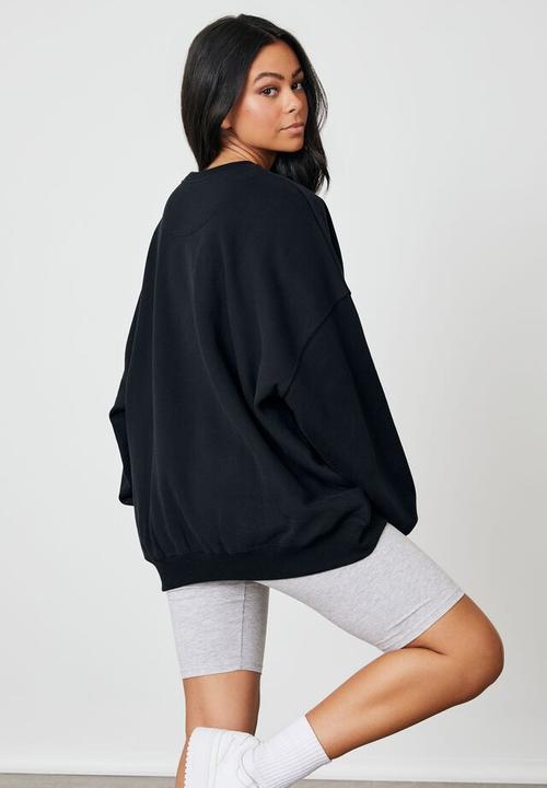 Factorie - Slouchy premium graphic crew - black & scla crest