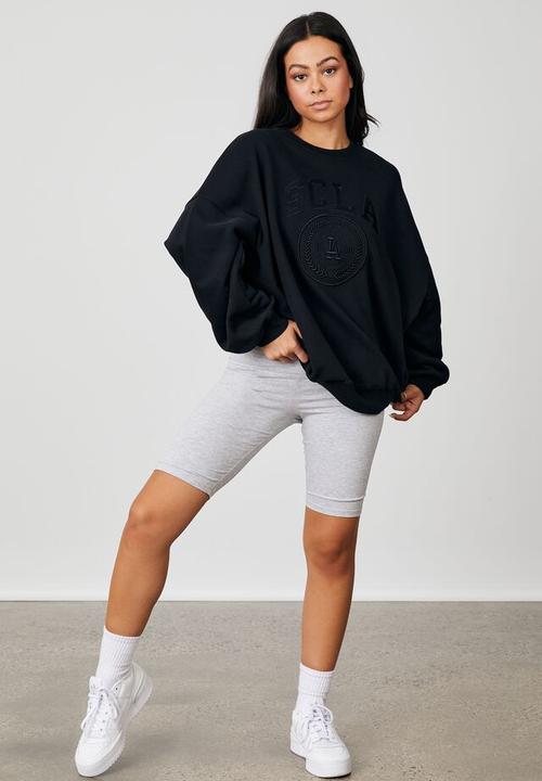 Factorie - Slouchy premium graphic crew - black & scla crest