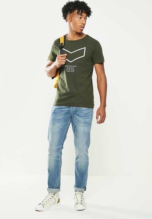 S.P.C.C - Denico regular fit straight hem tee  - dark moss