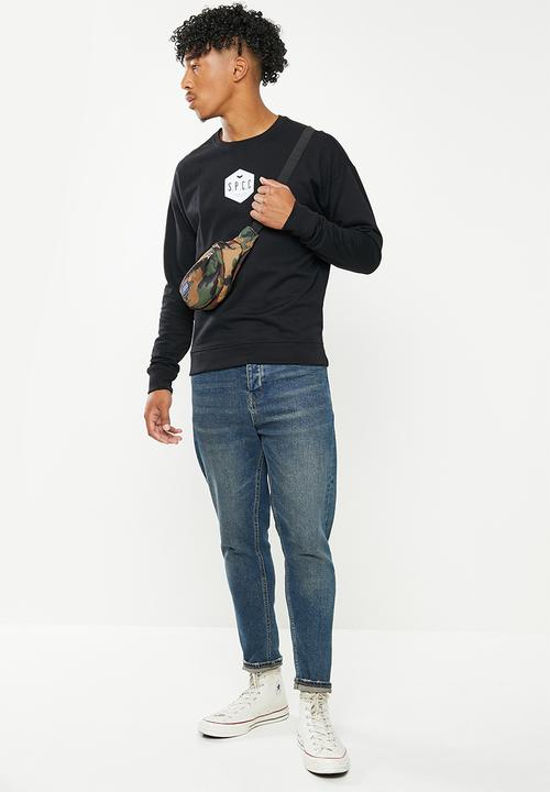 S.P.C.C - Wyatt relaxed fit crew neck sweat  - black
