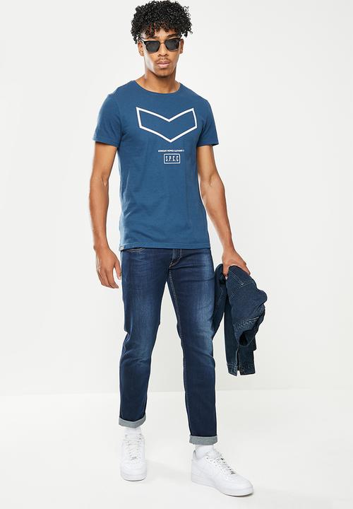 S.P.C.C - Denico regular fit straight hem tee  - denim blue