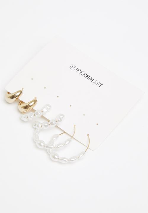 Superbalist - Bria earring pack - gold/cream