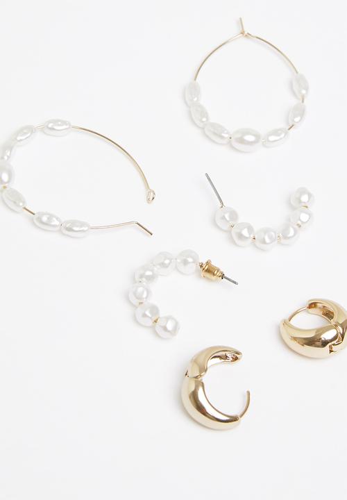 Superbalist - Bria earring pack - gold/cream