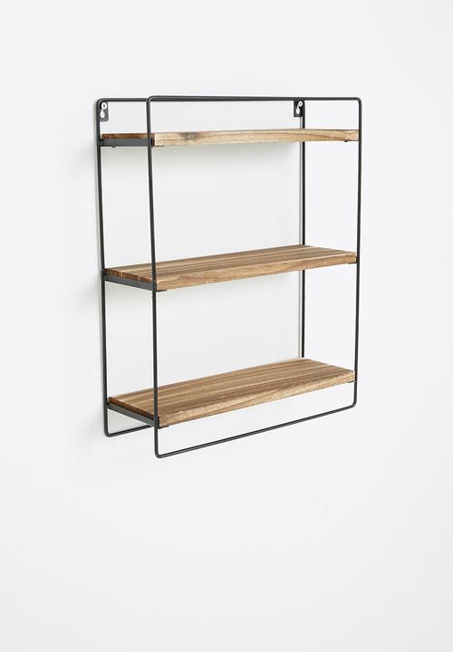H&S - 3 shelves wooden wall rack