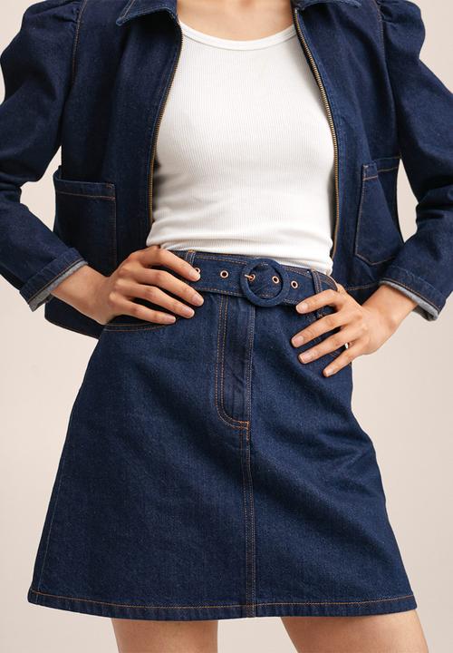 MANGO - Skirt bloom-h - open blue