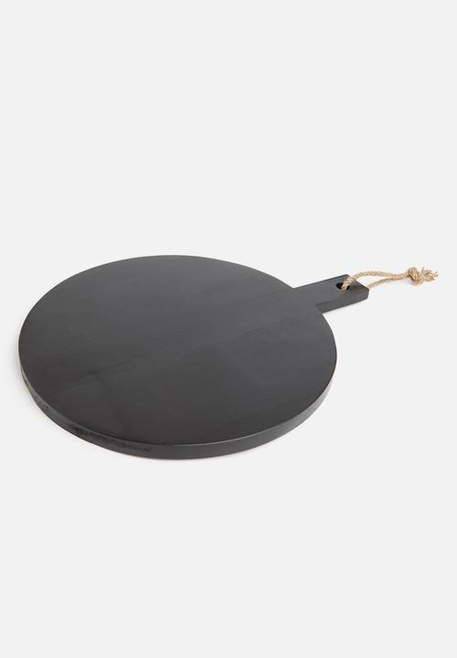 Excellent Houseware - Rubberwood round cutting board - black