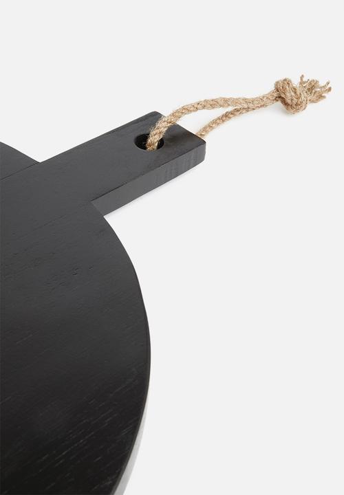 Excellent Houseware - Rubberwood round cutting board - black