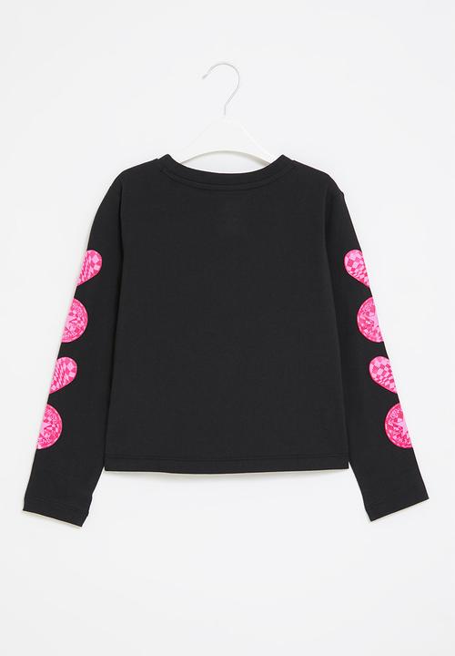 Converse - Cnvg long sleeve warp check hear top - black