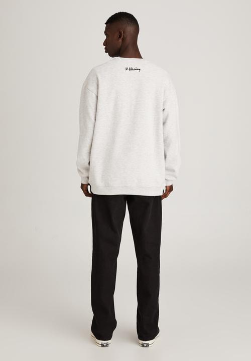 Factorie - Keith Haring crew fleece - white marle